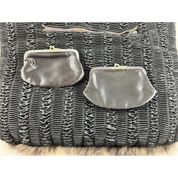 Genuine Mink Fur Muff Hand Warmer Zipper Pocket Coin Purse Wristlet Vintage 40s - Picture 6 of 7